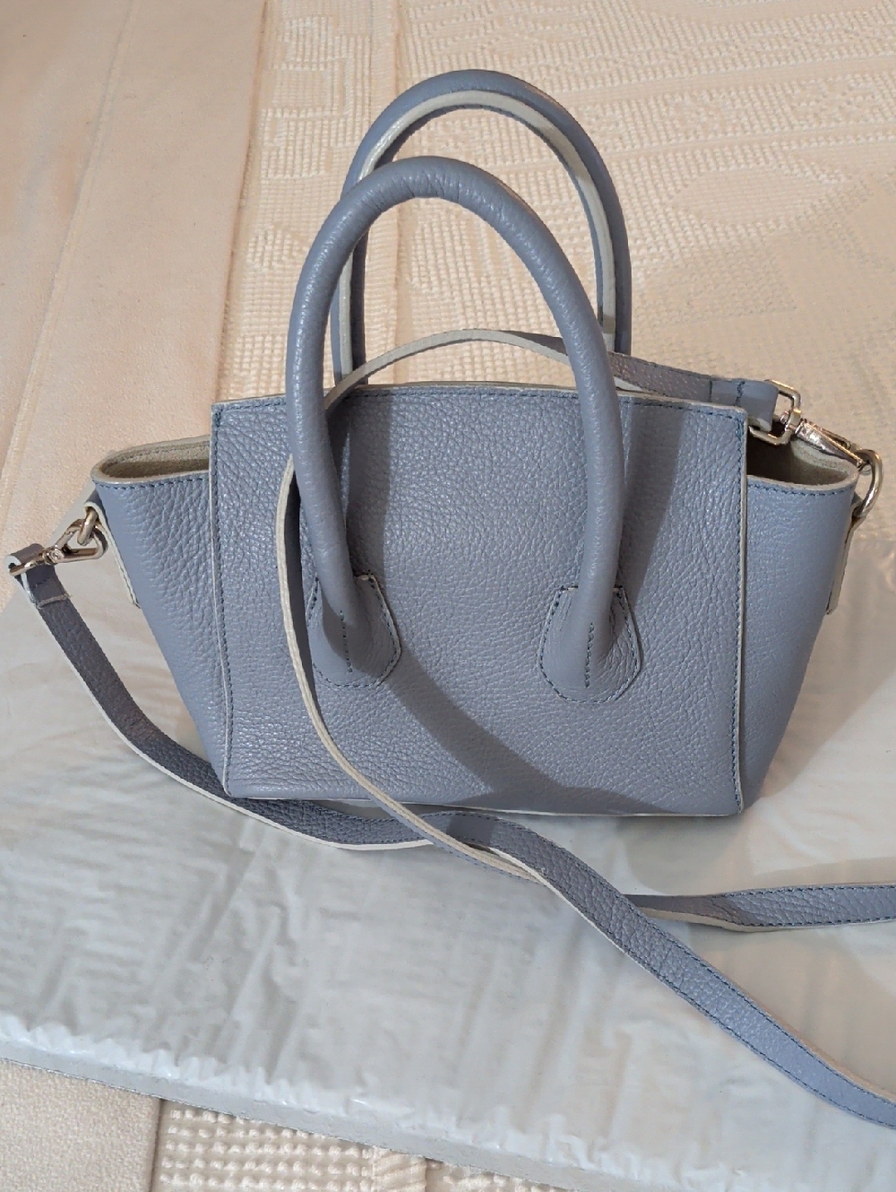 Vittoria Napoli Pebbled Mini Satchel Handbag in Baby Blue